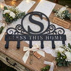 Personalized Metal Monogram Key Holder Wall Mount, Custom Letter Metal Key Holder for Wall Key Hooks Coat Rack, Perfect for Bathroom, Living Room, Kitchen - style: S
