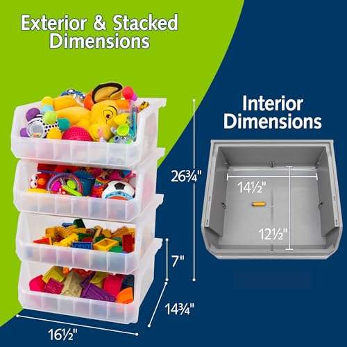 ReadySpace Extra Large Plastic Storage Bins, Stackable Organizer Containers for Closet Pantry Shelf Garage and Office Organization, Clear, 4 Pack - color: Clear, size: Extra Large, 4-Pack