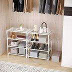 3-Tier Small Shoe Rack, Metal Stackable Kids Shoe Shelf Storage Zapateras Organizer,Narrow Shoe Rack Sturdy for Closet Hallway Entryway Living Room Bedroom (White) - size: 3-White