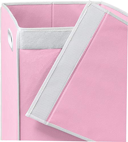 Simple Houseware Foldable Laundry Hamper Basket with Lid, Pink - color: Pink