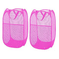 Larpur 2Pack Foldable Popup Laundry Basket, Collapsible Portable Mesh Clothes Washing Laundry Hamper with Reinforced Carry Handles (Pink) - color: 2*Pink