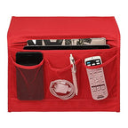 Surblue Bedside Caddy 4 Pockets Bedside Storage Organizer for TV Remote Control Phone Glasses Magazine (Red) - color: Red