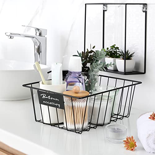 8 Pack Wire Storage Baskets for Organizing with Removable Tags, Pantry Organization Bins for Kitchen Cabinets, Closet - Metal Basket for Laundry, Garage, Refridge, Bathroom Countertop Organizer, Black - size: Small-8 Pack