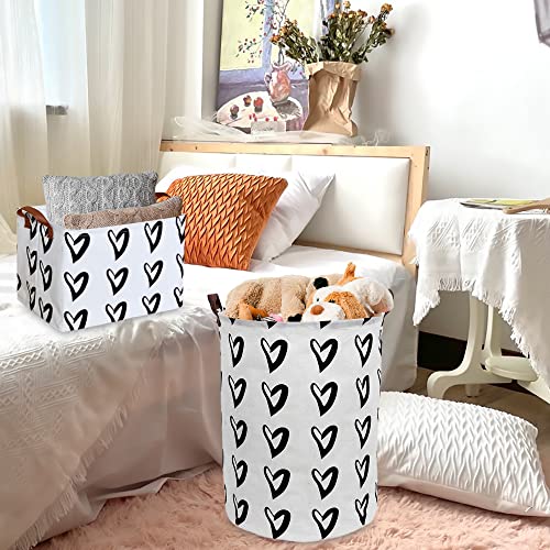 CLOCOR Large Laundry Basket,Waterproof Nursery Hamper,Collapsible Fabric Storage Container,Room Decor,Gift Basket（Black Heart - color: Black Heart