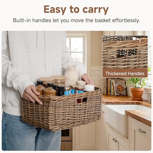StorageWorks Pantry Baskets, Willow Storage Baskets for Organizing, Shelves, Pantry Organizers and Storage, Light Brown, 15"L x 11"W x 6 ¾"H - color: Willow(Brown), size: 15"L x 11"W x 6 ¾"H