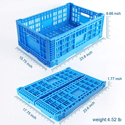 Collapsible Storage Bin Containe，52 Liter Transfer box,crate Transit storage of various items (23.6" L x 15.7" W x 8.6" H) - size: 23.6" L x 15.7" W x 8.6" H