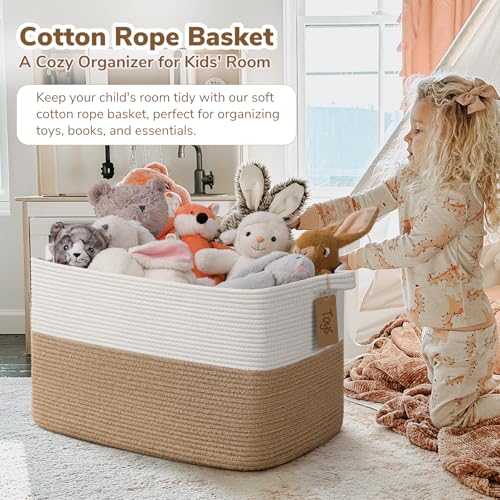 Goodpick Woven Storage Baskets for Organizing 22”x17”x12” Large Blanket Basket for Living Room Bedroom, Dog Toy Basket with Handles, Stylish Gift Baskets Empty for Home Décor - color: Jute, size: 22"L x 17"W x 12"H