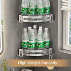 VOLPONE Corner Shower Shelves with Hooks Shower Storage Rack Rustproof Tub Organizer Drill Free (adhesive mounting, no suction cup) Shampoo Holder Wall Mount Corner Shower Caddy (3-Pack, Silver) - style: Without Suction Cup Triangle with Hooks 3 Tier Silv