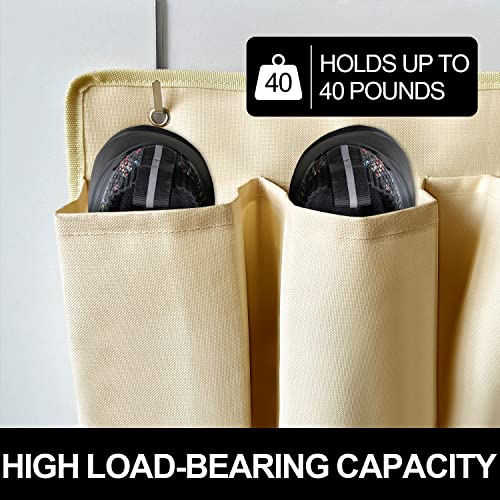 RVZONE RV Shoe Pockets 10 Pockets Heavy Hanging Bedside Storage Organizer with Sturdy Hooks Storage Pockets Hangs on bed for Shoes Toys and Tool Accessories - color: Beige