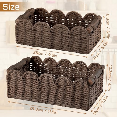 Storage Basket Wicker Baskets for Organizing Toilet Paper Storage Basket for Toilet Tank Top,Brown - color: Brown