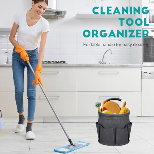 Cleaning Caddy for Cleaning Supplies,17L Cleaning Supply Caddy with Handle Foldable Cleaning Supplies Organizer Bucket Cleaning Products Organizers for Home, Garden (Gray) - color: Gray