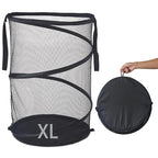 Seiritex Mesh Popup Laundry Hamper 115L Foldable Laundry Basket Extra Large Capacity Collapsible Clothing Storage Basket with Handles 26 H x 18 W x 18 L (Black) - color: Black