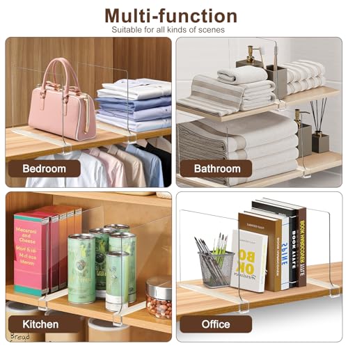 12 Pack Shelf Dividers, Adjustable Shelf Dividers for Closet Organization with Non-Slip Design, Clear Acrylic Shelf Dividers for Clothes, Handbags, Purses, Towels, Bookshelf in Home Organization - size: 12 Pcs