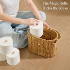 YANGQIHOME Toilet Paper Storage, Water Hyacinth Toilet Paper Storage with Lid, Papers Container for up to 4 Mega Rolls, Bathroom Basket Organizer - size: 4 Rolls