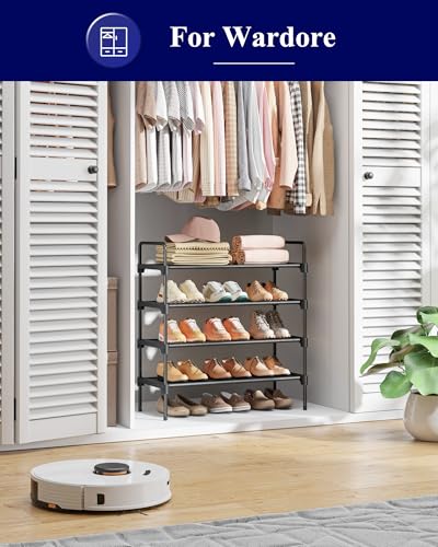 Kitsure Shoe Rack for Closet, Shoe Organizer for Front Door Entrance, Stackable Shoe Shelf, Detachable Closet Organizers and Storage, 26.6" Wide - 4 Tiers, Black - color: Black, size: 26.6" Wide - 4 Tiers