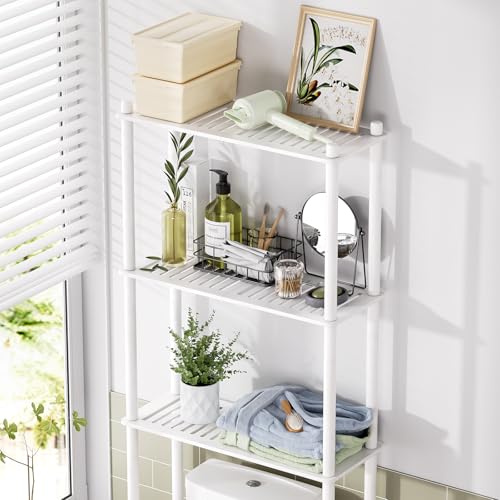 AmazerBath Over The Toilet Storage Bamboo, Bathroom Over Toilet Organizer Rack, 3-Tier Over Toilet Shelf, Space Saver, White - style: White-3-tier