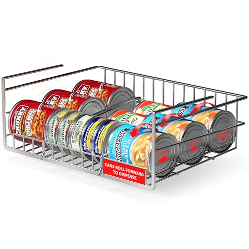 Sorbus Under Cabinet Can Organizer – Rolling Dispenser Rack for Canned Goods and Fruits, Fits Cabinets with 7/8" Thickness, Wire Shelf for Efficient Kitchen and Pantry Storage - color: Silver, size: 1 Pack