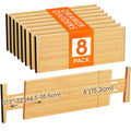 Lifewit 6" High 8 Pack Bamboo Drawer Dividers 45-55cm/17.5-22" Adjustable Wooden Drawer Organizer for Clothes/Utensils, Expandable Drawer Separator for Dresser/Kitchen/Bedroom/Office Organization - size: 6"H, 17.5-22"L