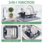 TOOLF Expandable Dish Drying Rack Over The Sink Adjustable Dish Rack in Sink Or On Counter Dish Drainer with Utensil Holder Rustproof for Kitchen - size: Middle