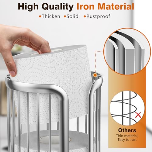 Toilet Paper Holder Stand, Freestanding Toilet Tissue Organizer, Minimalistic Storage Solution, Reserve Mega Rolls-Silver - color: Silver, size: 1 Pack
