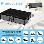 Under Bed Shoe Organizer Storage for Closet 2 Pack- Fits 24 Pairs Underbed Shoes Container Boxes with H Shap Sturdy Handles and Clear Window,Foldable Shoe Rack Holder,Black - color: Black-24pairs, style: H-Handle