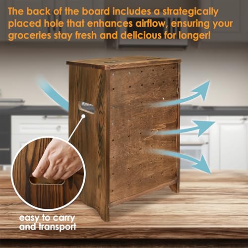 Ikee Design Free Assemble Wooden Countertop Potato and Onion Storage Bin Box,Countertop Cabinet, Wooden Bread Boxes, Potato Storage, Coffee Station, 11.8W x 6.8D x 16H in, Rustic Color - color: Rustic Brown, 2 Door