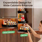 SNTD Pull Out Spice Rack for Upper Cabinet - Expandable Organizer with Smooth Ball Bearing Slides, No Drill Mounting Spice Storage for Kitchen (1 Pack, 4.1" to 7.2" W X 10" D X 2.2" H) - size: 4.1"W X 10"D X 2.1"H