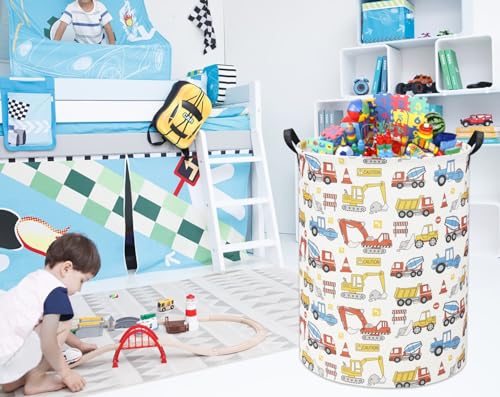 Kids Laundry Basket Baby Hamper for Nursery Boy Kids Hamper Cute Kids Toys Storage Bin Organizer Engineering Vehicle Room Decor for Home(Engineering Vehicle) - color: Engineering Vehicle