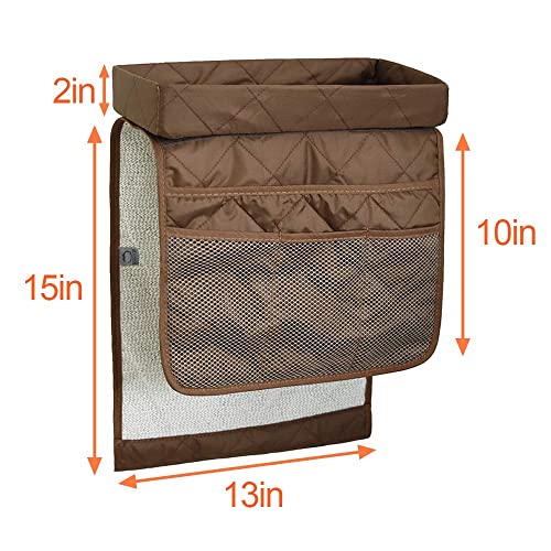 Couch Arm Tray-Couch Arm Cup Holder,Anti-Slip Chair Arm TV Remote Holder for Recliner Sofa Armchair Caddy Bedside Storage Pockets Bag for Pens, Magazines, Snacks, Glasses - color: Brown