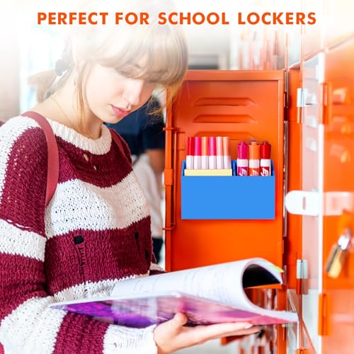 BEYGORM Magnetic Dry Erase Marker Holder for Whiteboard,Non-slip Acrylic Magnet Pen Holder for Fridge Refrigerator,Locker Organizer for Work,Locker Accessories,Pencil Cup for Desk(Blue) - color: Blue