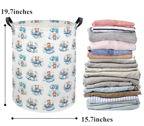 Baby Laundry Basket Baby Hamper for Nursery Girl Kids Butterfly Hamper Cute Kids Toys Storage Bin Organizer Butterfly Room Decor for Home(Bear Pilot) - color: Bear Pilot