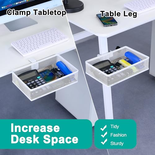 Clip-on Drawer organizers, desk organizer,can be clipped around the table to store small items. (White - Big) - style: White - Big