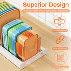 Nigelia 2 Pack Pots and Pans Organizer for Under Cabinet, 22" Expandable Food Storage Container Lid Organizers with 10 Adjustable Dividers Pot Lid Holders Rack Inside Cabinet&Kitchen Countertop(White) - size: 2 Pack