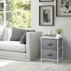 Sorbus Nightstand with 2 Drawers - Bedside Furniture End Table Night Stand with Steel Frame, Wood Top & Easy Pull Fabric Bins - Small Dresser & Chest for Home, Bedroom Accessories & Office - color: White, style: 2 Drawer