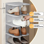 6-Tier Thickening Cubby Shoe Rack, Free Combination Shoe Organizer for Closet, Free Standing Shoe Tower, Stackable Space-Saving Adjustable Shoe Storage Shelf, Grey - color: Grey
