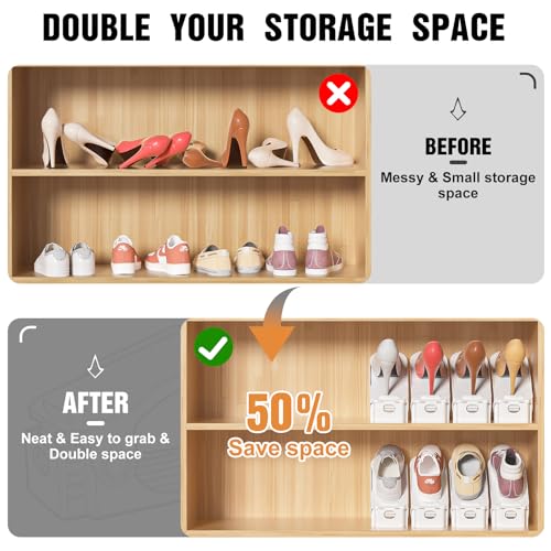 Neprock Shoes Slots Organizer for Closet, Shoe Rack Organizador De Zapatos for Closet Organization, Shoe Slots Organizer Shoe Storage Shoe Holder Space Saver for Entryway(12 Pack)(White) - color: White, size: 12 Pack