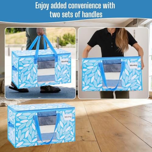 VENO 8 Pack Heavy Duty Moving Bags, Clothes and Comforter Storage Bags with Clear Window, College Dorm Essentials Packing Supplies, Foldable Boxes Alternative (Spring Breeze, 8 Pack) - color: Spring Breeze, size: 8 Pack