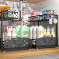 Sevenblue 3 Pack Under Sink Organizers, 2-Tier Multi-Use Kitchen and Bathroom Organizers and Storage with Sliding Drawers, Bathroom Cabinet Organizer (Metal, 2 Pack, 14.8 Inch)