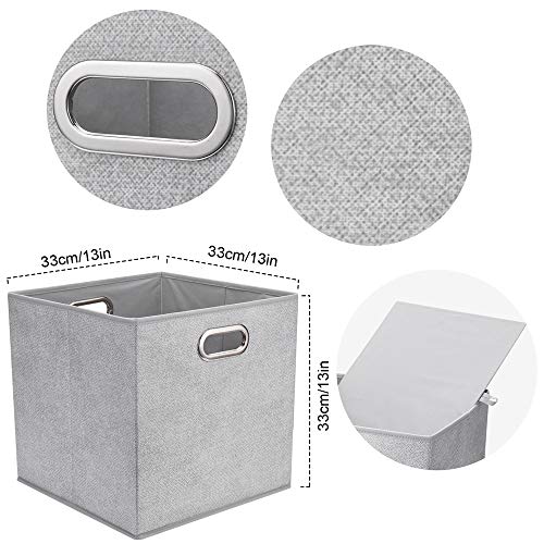13 inch Storage Cubes Bins Grey White Fabic Storage Cubes Inserts Foldable Cloth Storage Boxes Collapsible Storage Baskets Drawer for Cube Organizer ,QY-SC07-3 - color: Gray-white dots