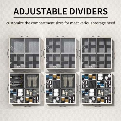 Aokeyee Shoe Organizer for Closet,2 Pack Foldable Shoe Storage Organizer Box Bin with Adjustable Dividers and Clear Cover, Fits up to 16-32 Pairs - color: Grey, size: 2 PCS