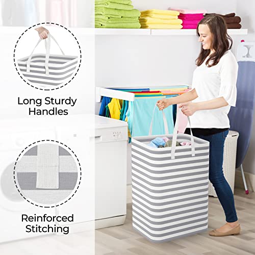 StorageRight Laundry Basket Hamper Large Collapsible Laundry Hamper with Easy Carry Handles，Freestanding Clothes Hampers for Laundry, Bedroom, Dorm, Clothes, Towels, 75L, Grey - color: Grey, size: 75L