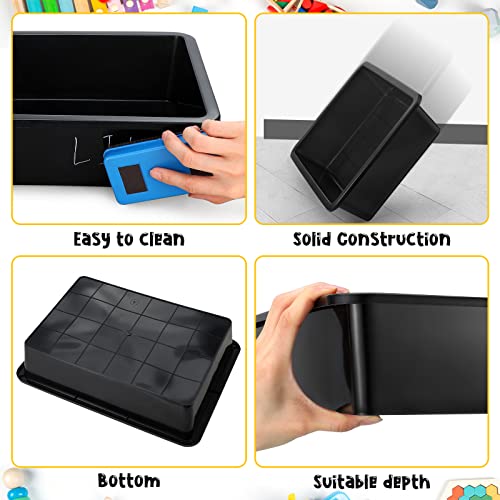 Qunclay 10 Pcs Flat Storage Tray Organizer Bin Letter Size Paper Trays for Classroom Art Activity Plastic Stackable File Paper Organizer for School Office Teacher Book Organization, Black