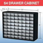 Akro-Mils 64-Drawer Plastic Drawer Storage Cabinet for Garage Organization, Bead Organizer, Building Bricks Storage, Teacher Toolbox, Makeup Organizer, 20" W x 6" D x 16" H, 10764 Black - size: 64 Drawer