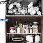 Expandable Storage Shelf, Pantry Organizers and Storage, Adjustable Rustproof Metal Wire Spice Rack, Space Saver Kitchen Storage Shelves for Pan, Pot, Countertop, Drawer, Fridge, Set of 4, White - size: 4Pack-White-13.5-23 x 10 inch
