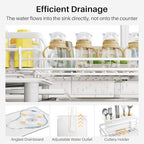 SNTD Dish Drying Rack - Extendable Dish Rack, Large Sink Drying Dish Drainer for Kitchen Counter, Stainless Steel Dish Strainer with Utensil Holder (White) - color: White
