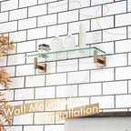 KOKOSIRI Wall Shelves Bathroom Hardware Glass Floating Shelf 20-Inch for Bedroom, Living Room, Kitchen, Hanging Rack Champagne Bronze B1105CPG-L20 - color: Champagne Bronze, size: 20-Inch