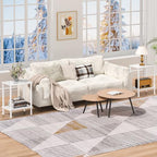 YUFAM End Table,Small Side Table,2-Tier Nightstand with Storage Shelf,Sofa Bedside Table for Small Spaces in Living Room,Bedroom, Office,Stable Frame,Easy Assembly,White - color: White, style: 2pcs No Plug
