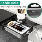 CABTE Desk Cup Holder with Drawer Organizer, Anti-Spill Clip-On Table Cup Hook with 360° Rotation Hidden Storage Box for Office Home Gaming Table (Black) - color: Black