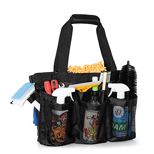 HODRANT 5 Gallon Bucket Organizer with Anti-fall Hooks & Buckle, Car Wash Bucket Caddy with Mesh Pockets, 5 Gallon Cleaning Tools Bag for Home, Auto, Garden & Fishing