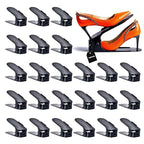 Shoe Slots Organizer, 24PCS Adjustable Double Layer Stack Shoe Rack, 50% Space-Saving Storage Rack Holder, Black - color: Black